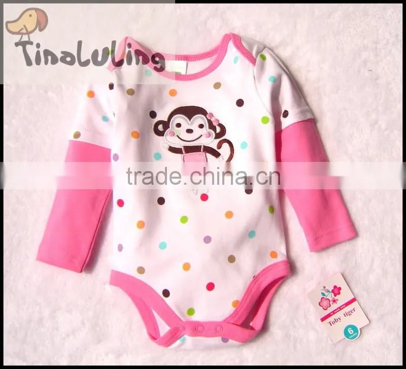2015 new long sleeve baby rompers newborn cartoon animal baby bodysuits