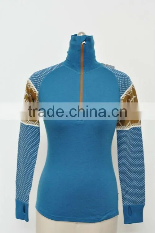 women 1/2 zip merino underwear