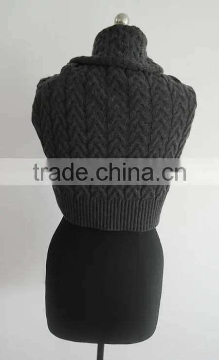 Fashion cable knit Short Shoulder turtle neck sweater