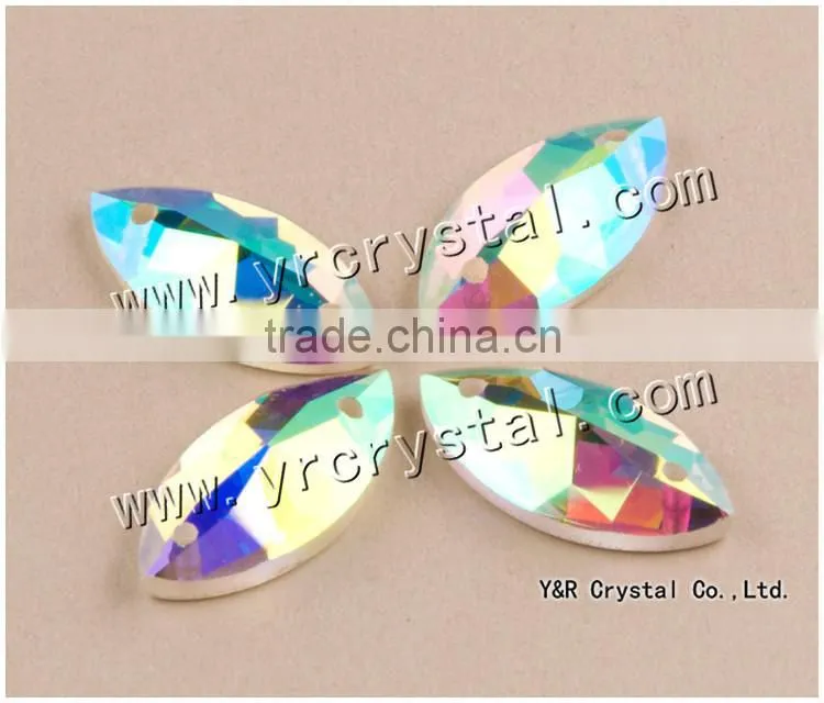 sew on fish eye ab rhinestones beads crystal glass beads AB color with two holes or not