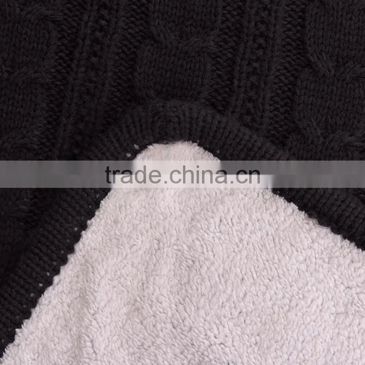 Wholesale acrylic crocheted kint double layer sherpa blanket