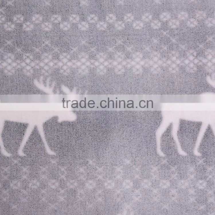 100% polyester super soft christmas elk back print flannel fleece blanket