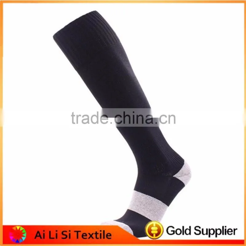 White And Black Thin Knee High Football Socks, Anti Slip Sport Football Socks