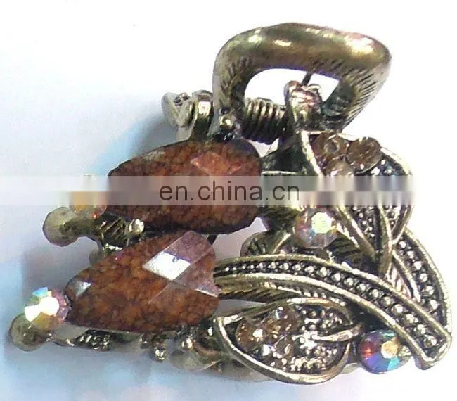 Bronze Crystal Rhinestone butterfly Hair Clip