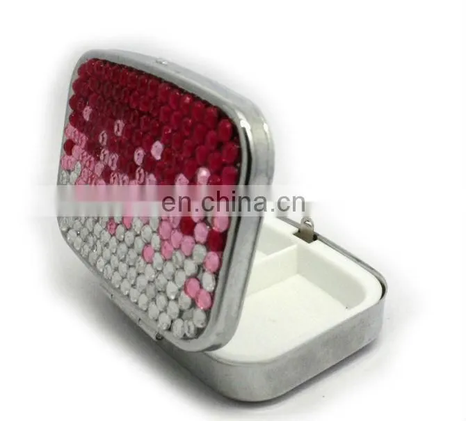 2014 New Supply Metal pill box wholsale decorative pill box crystal pill box