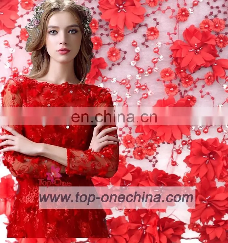 2016 wholesale french tulle lace EMBROIDERY LACE FABRIC beaded lace fabric for aso-ebi wedding party