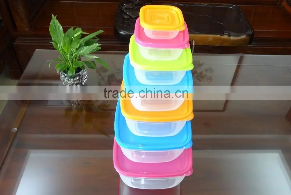 Popular 7 pcs set square plastic food storage container