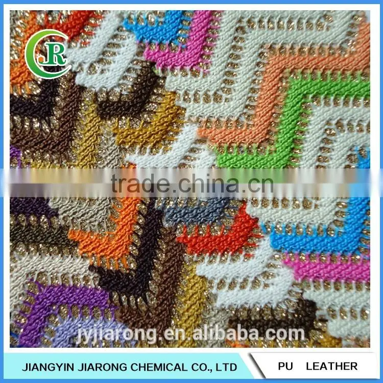 Wave pattern Glitter PU Leather Fabric for Shoe