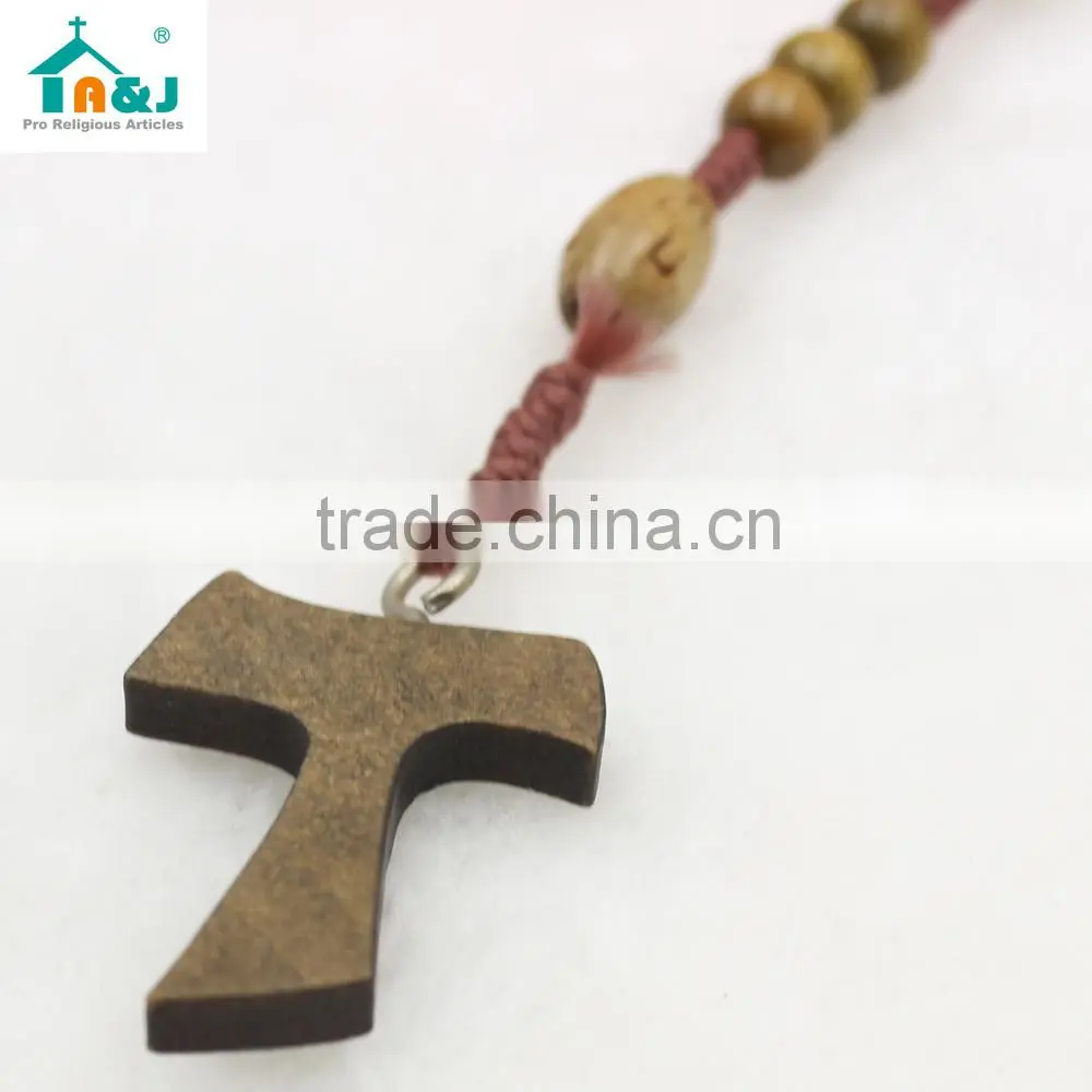 Wholesale religious wood beads cord rosary