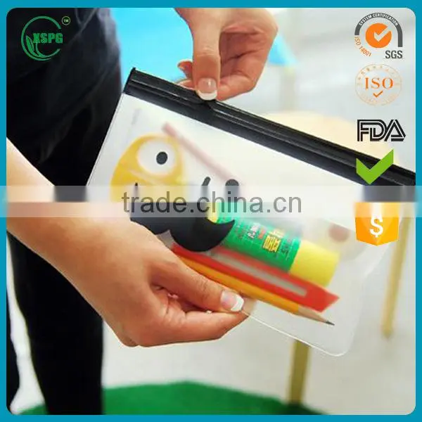 PVC durable pencil bag with slider zipper