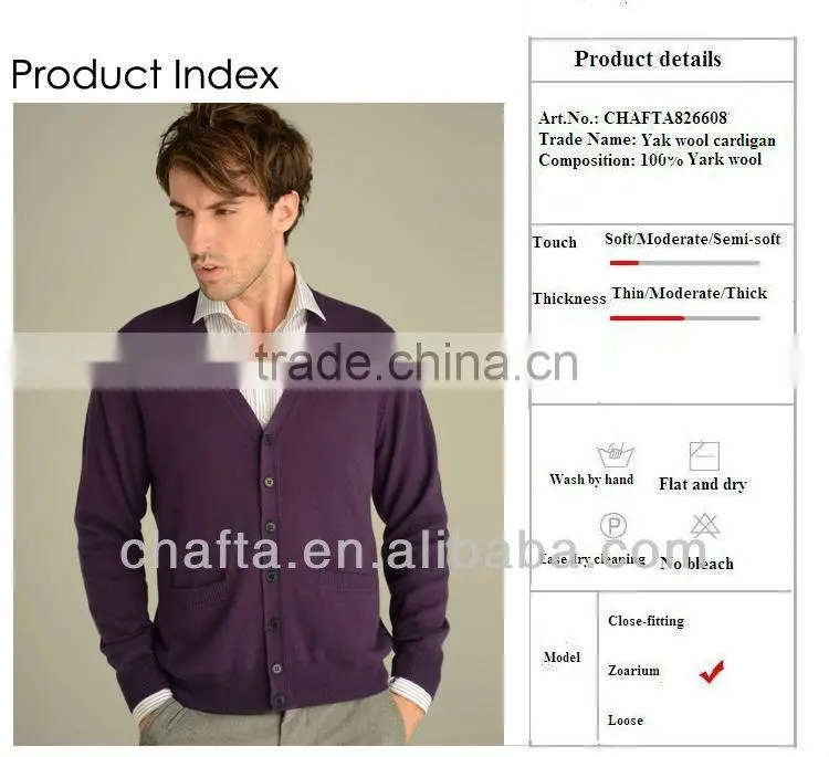 100% Yak Men cardigans