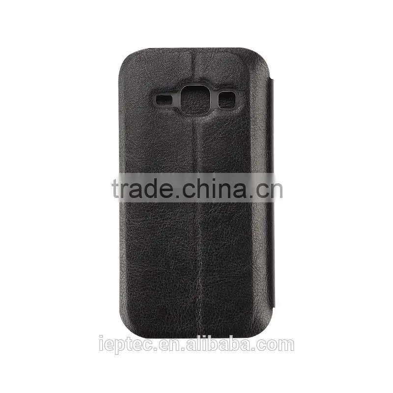 MOFi Hot Sale PU Leather Flip Cell Phone Cover Case for Samsung GALAXY J1, SM-J100, Soft TPU Protective Case