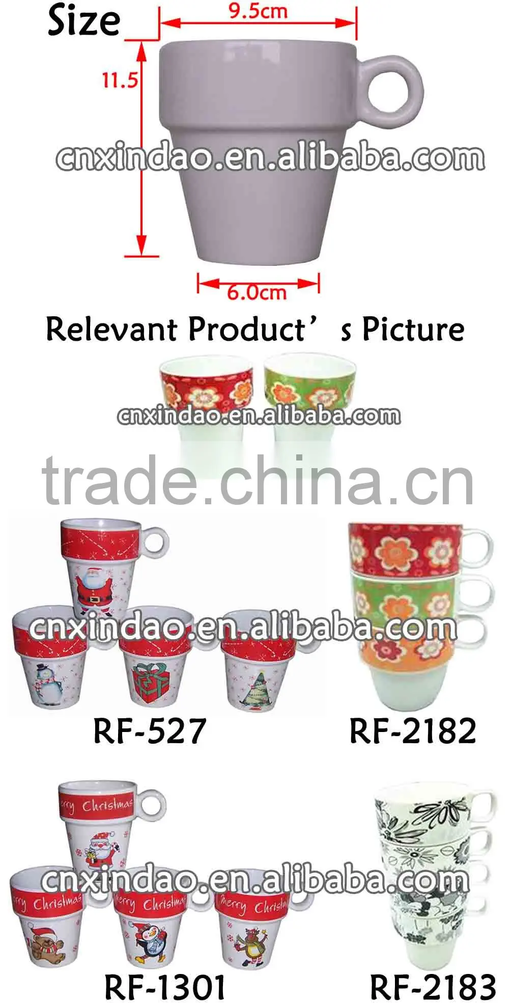Zibo Made Hot Sale Porcelain Stackable Cup with Flower Design for Tea Promotional Cup