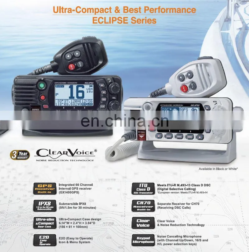 Marine electronics maritime navigation communication standard horizon GX1400G class D CH70 fixed mount VHF radiotelephone GPS