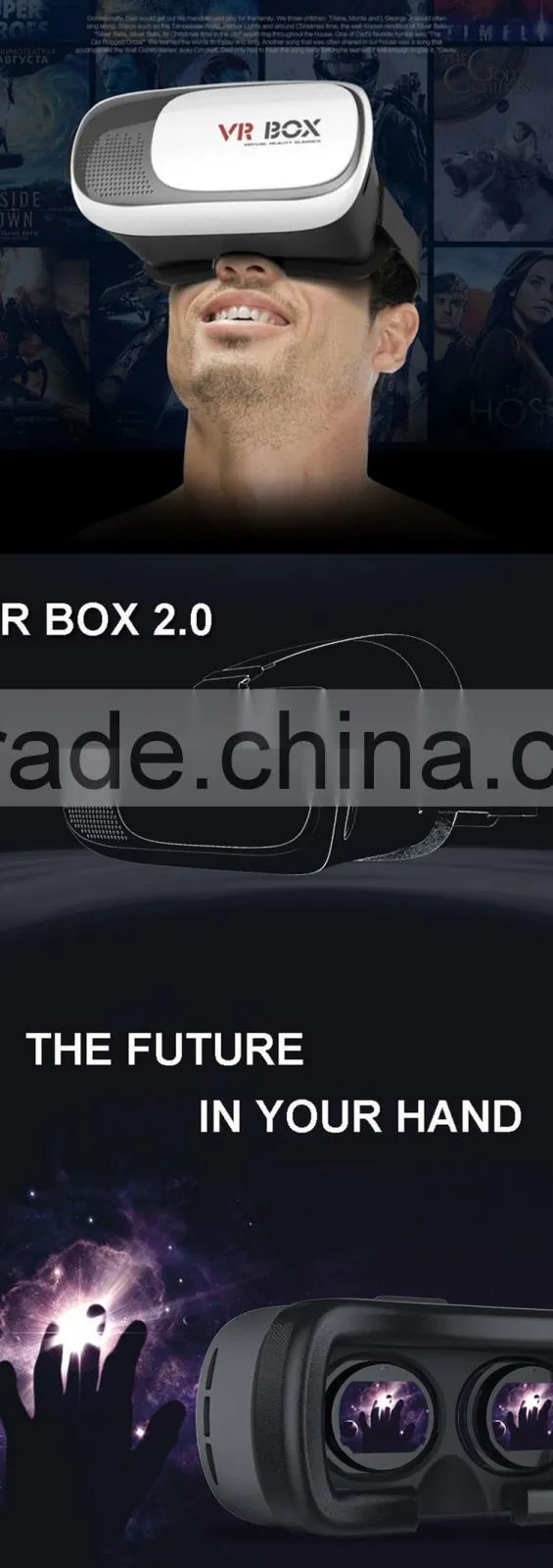 New Technology VR Box 2.0 Generation Distance HD Optical Resin Lens VR Box 3D Glasses for Smart Mobile Phone