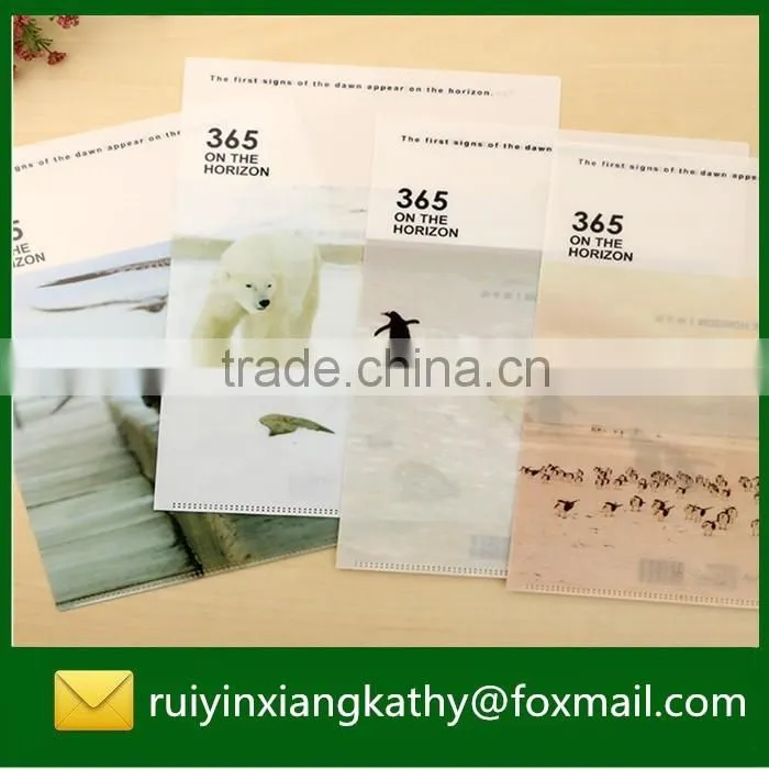 Excellent quality A4 plastic pocket decorative L shape file folder