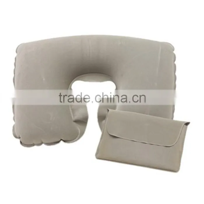 High Quality Neck Pillow,U Shape Inflatable Pillow,Custom PVC + Flocking Inflatable Travel Pillow
