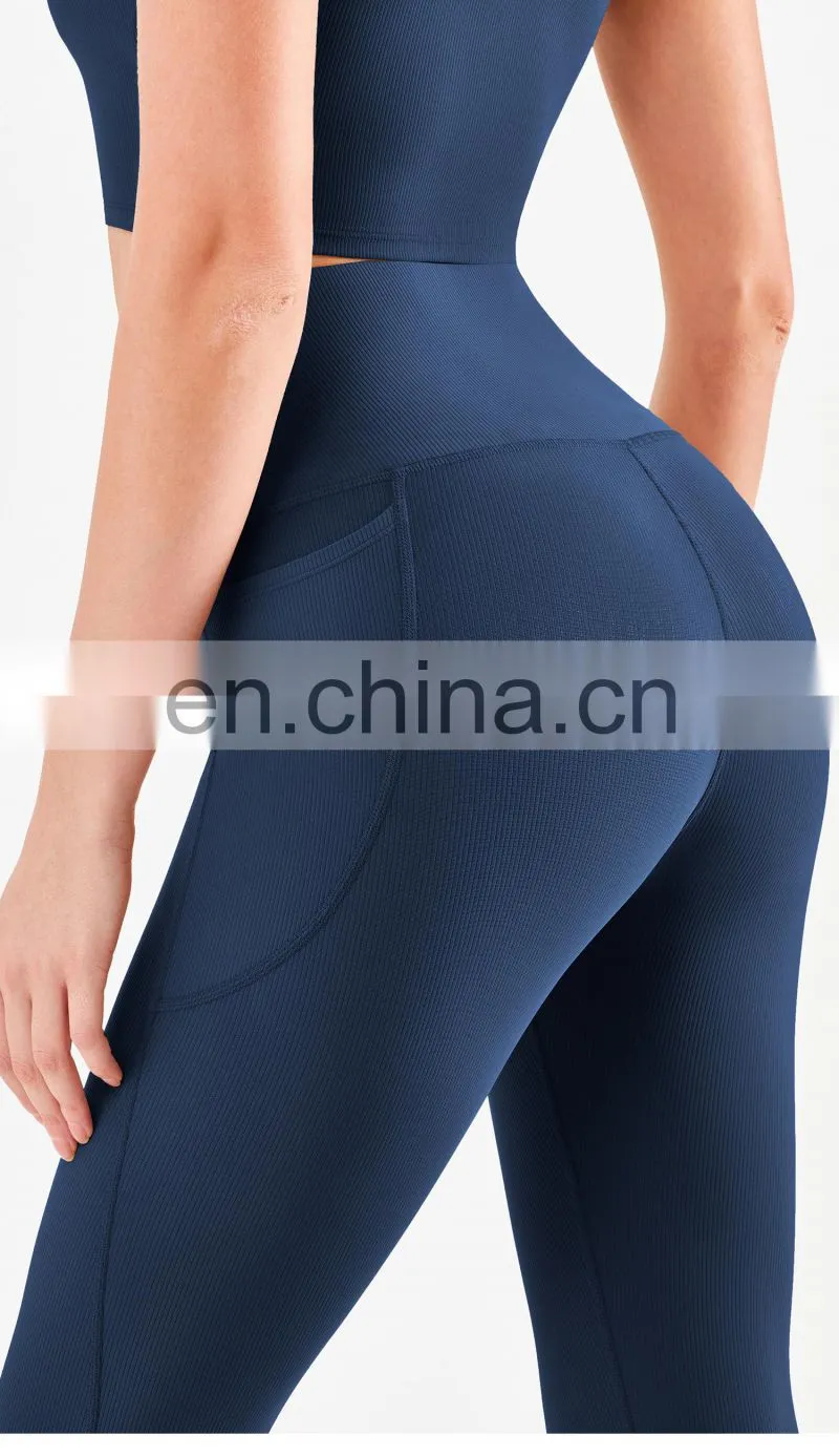 Ribbed High Waisted Leggings Without T Line Gym Outfit Scrunch Butt Yoga Pants Women