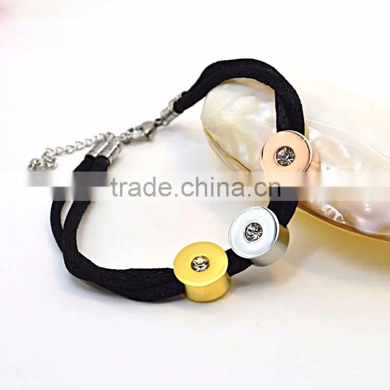 Stainless steel jewelry set black nylon Rhinestone latest design beads necklace