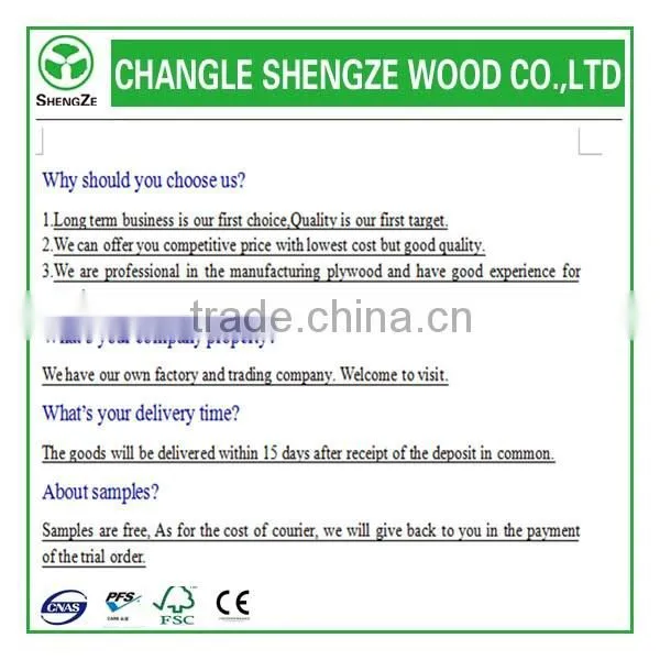 High quality cheap price of laminated Okume plywood from China