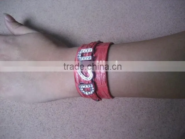 Slide Letters Can be Assembled Crocodile Genuine Leather Wristbands
