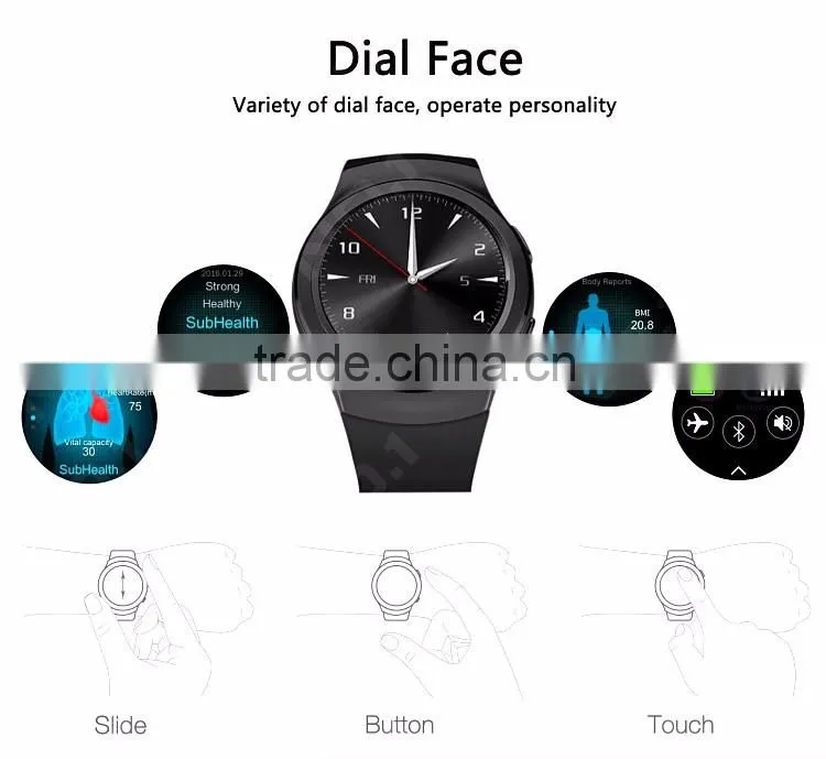 GSM smart watch phone G3 with round panel/touch display/heart rate/round watch phone