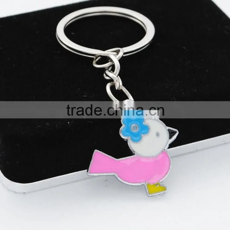 Promotional Cheap Fancy Cute Bird Keychain Colorful Car Key Ring