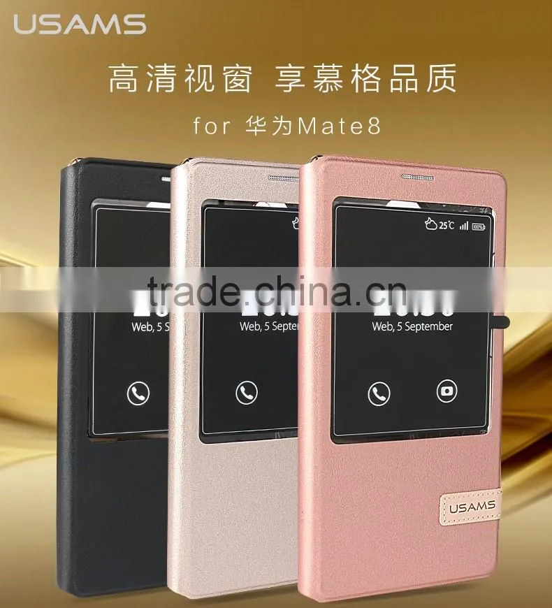 USAMS Muge Series Window PU Leather Stand Flip Cover Case For Huawei Mate 8 MT-5338