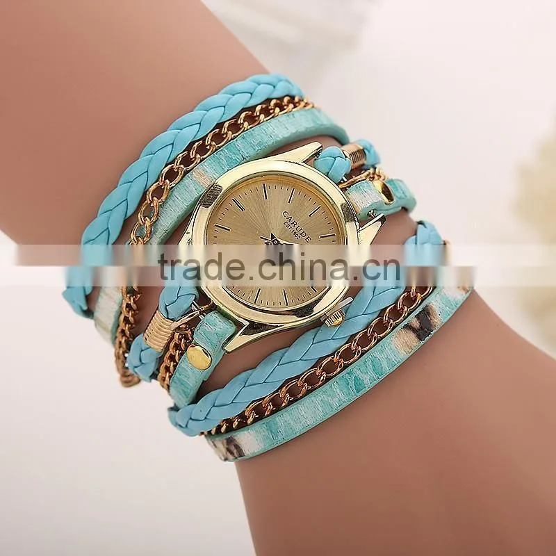 CARUDF Braided PU Leather Popular woman Quartz Watch Women Dress Watches Relogio Feminino Fashion Bracelet Watch montre femme