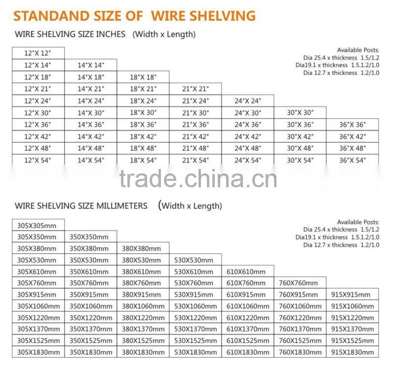 Wire storage shelf for Supermarket light duty or Home