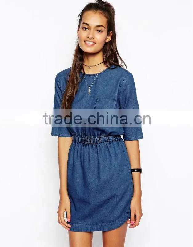 2015 New arrival elegant woman dress cheap wholesale denim dress fashion slim jean dresses