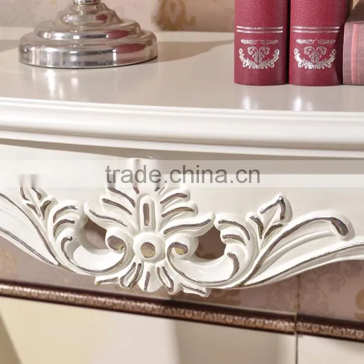 Italy Design Luxury Dining Room Silver Painted Carving Classic Console Table