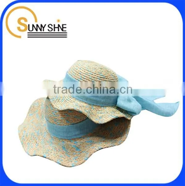 SUNNY SHINE fashion beige shade flat brim straw hat
