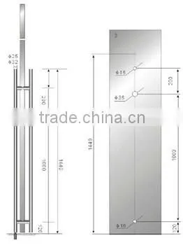 Modern design door pull handle with lock for exterior glass door