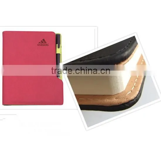 Fashionable exercise note book, high quality notepad with pen , leather note book for business