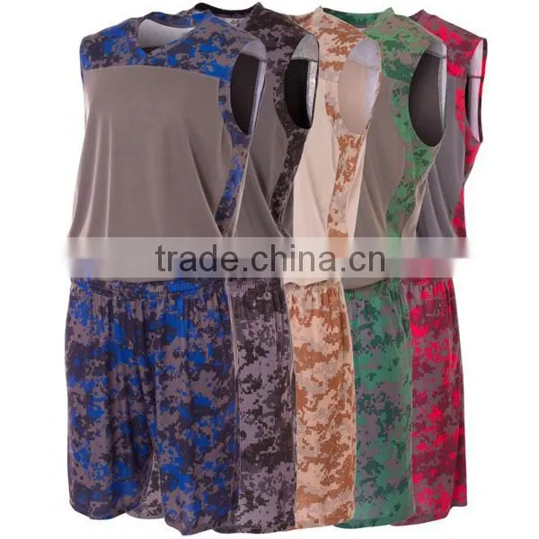 wholesale camouflage basketball uniform with sublimation and low moq