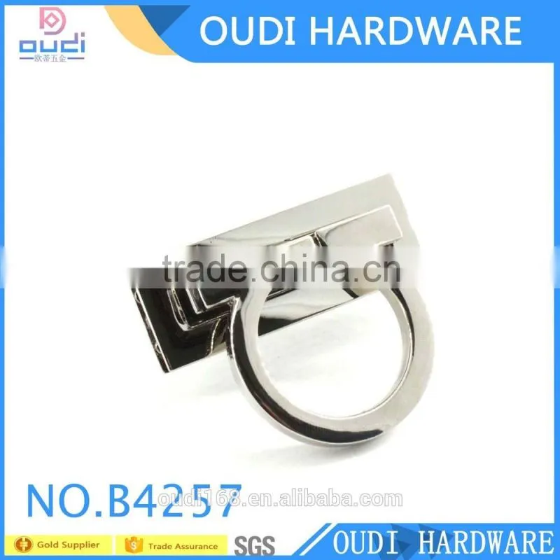 Shiny NIckel Plating Turn Lock For Leather Bag Front Part Lock Metal Bag Buckle