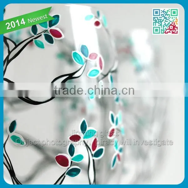 2014 Popular glass cup Klimt Trees with Custom Colored Leaves Black and White Trees Wine Glasses Hand Painted
