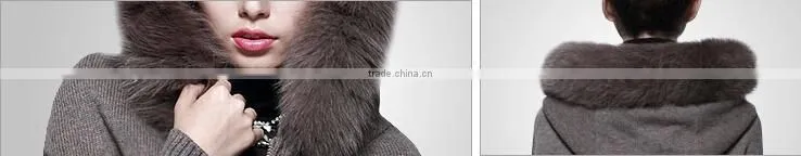 stylish merino wool sweater with raccoon fur