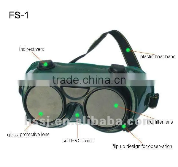 PVC frame & 4 vents 50mm round lens welding and cutting goggles eyewear