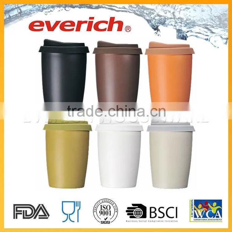 Custom plain promotional ceramic coffee mug with lid