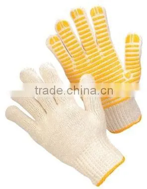 string knit gloves with PVC-dots on both sides, knit string glove, working gloves