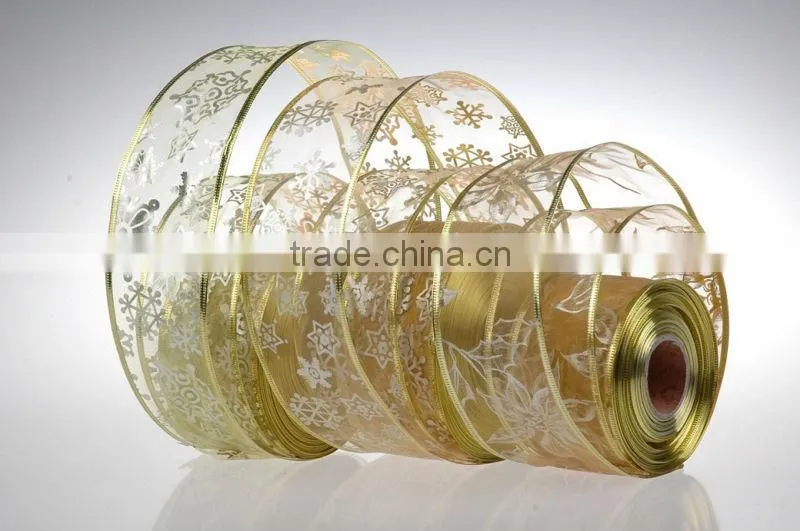 Gift Decorative Organza Wired Christmas Ribbons