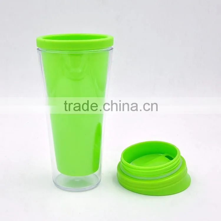 400ml BPA Free Double Wall Plastic Cup With Screw On Lid