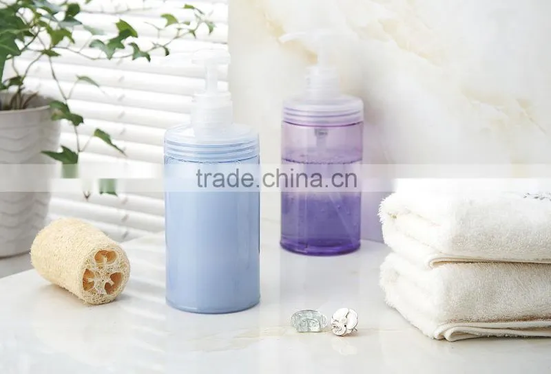 NEW 600ml round Plastic Lotion Pump Bottle Transparent Shower Gel/Shampoo Refillable Bottles Empty Container cap sprayer