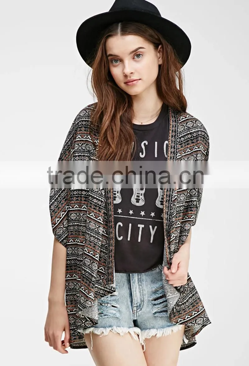Tribal print dolman cardigan