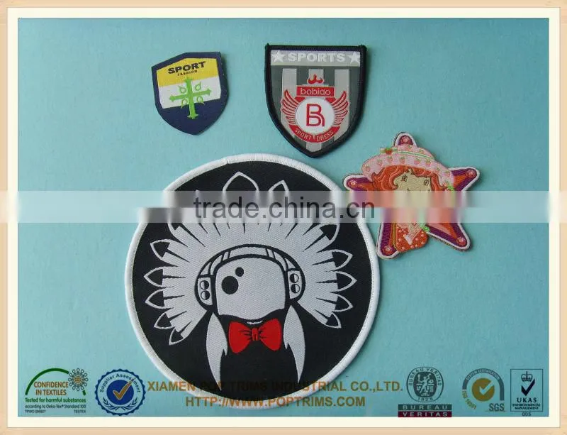 Customized design clothing embroidered patches labels for sports shirts