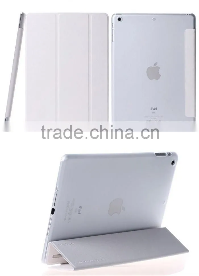 Three folder pu leather smart case coer for IPad air 2,smart case cover for ipad mini 2