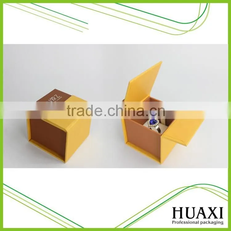 Luxury Openable Gray Cardboard Fancy Paper Leather Jewelry Ring Box