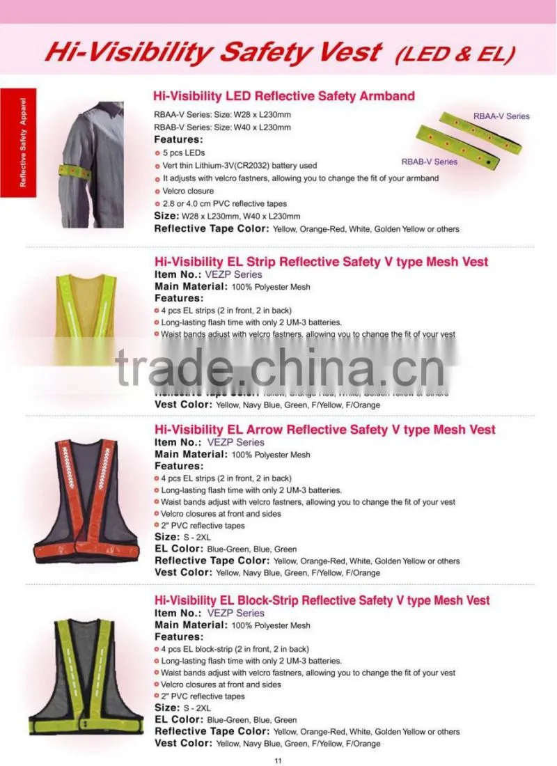 Hi-Visibility LED safety V type mesh reflective vest